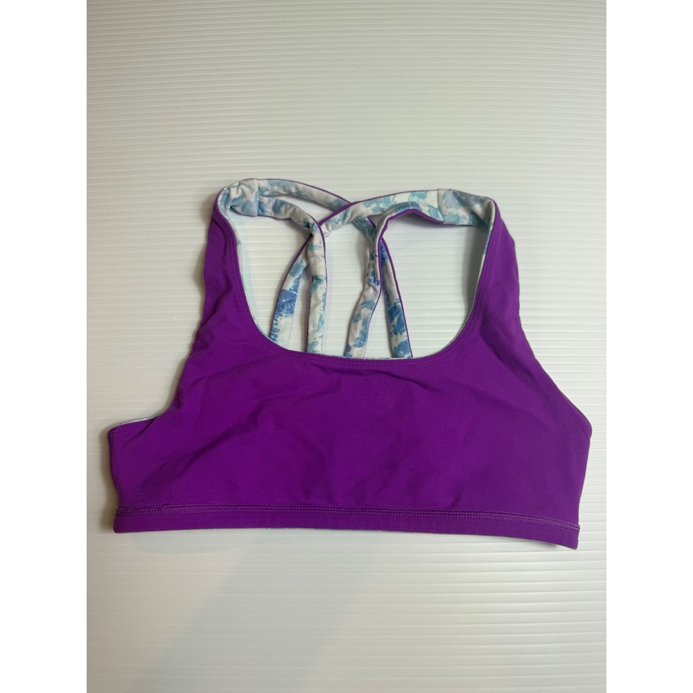 Ivivva Active Purple Floral Reversible‎ Criss Cross Sports Bra Kids Athletic